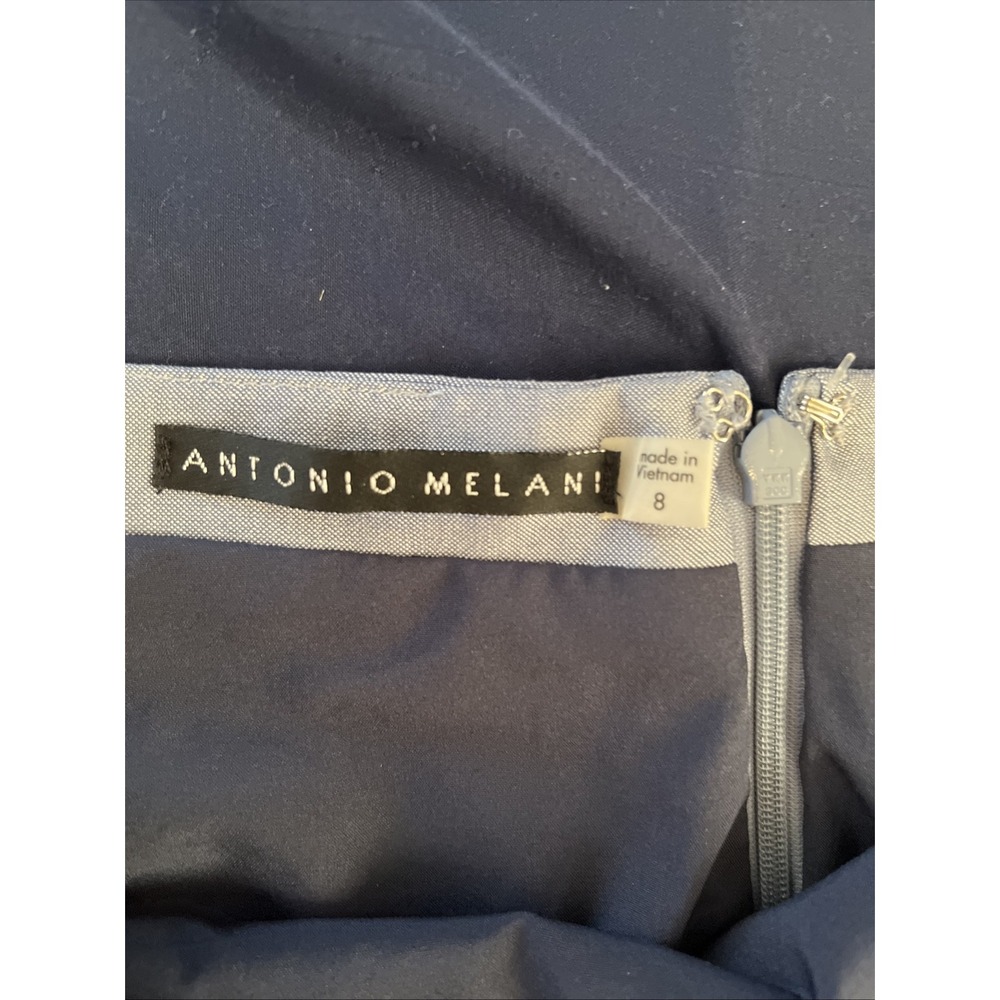 Antonio Melani‎ Blue Viscose Wool Blend Pencil Skirt Lined Zipper Career Sz8 - Picture 2 of 7